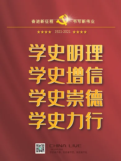 红色大气党史学习党史党政宣传海报