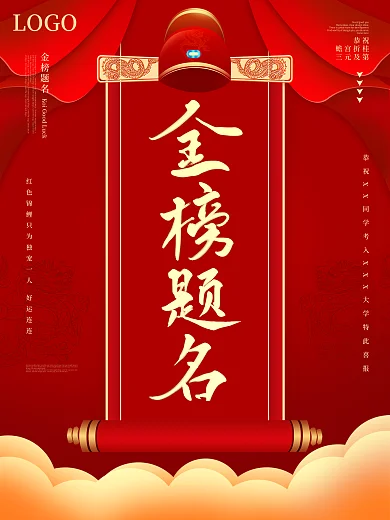 恭贺金榜题名喜报海报