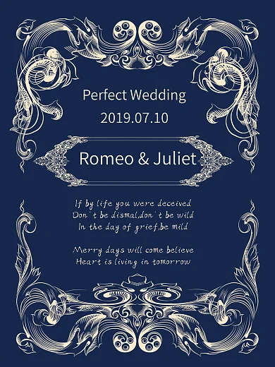 宝蓝金欧式主题婚礼迎宾牌60x40cm