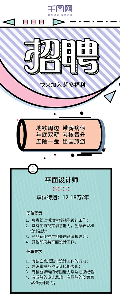 波普风企业招聘招人信息长图
