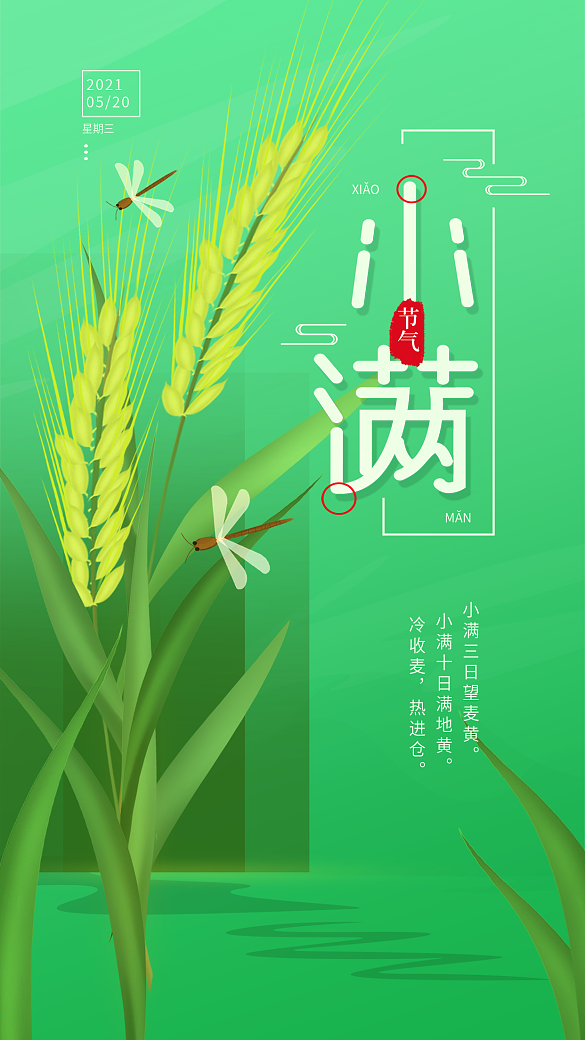 原創(chuàng)小滿二十四節(jié)氣簡約手機(jī)海報