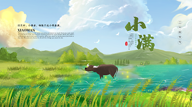唯美簡潔大方的二十四節(jié)氣小滿展板