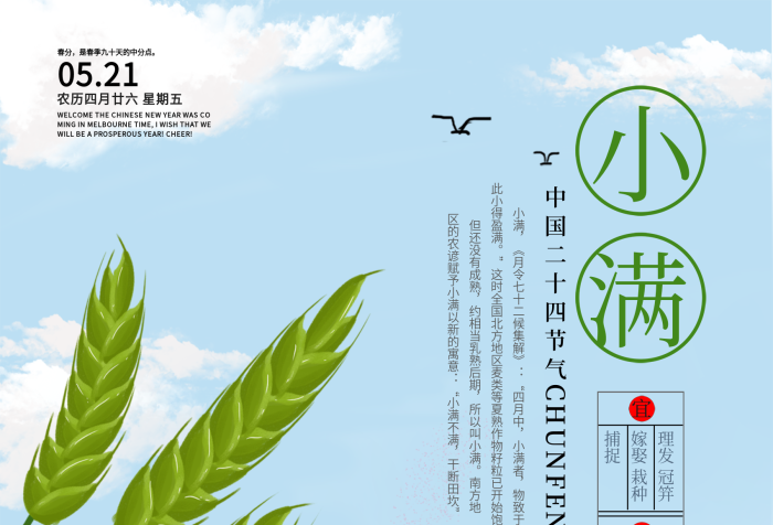 春分四月中小滿節(jié)氣海報(bào)小麥
