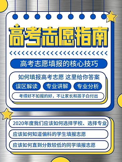 蓝色简约孟菲斯艺术高考志愿填报指南海报