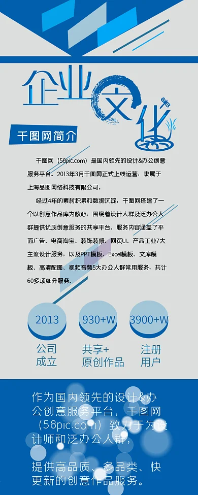 蓝色几何信息长图企业