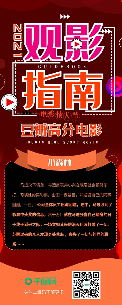 观影指南高分电影卡通炫酷可爱信息长图