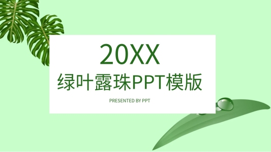 綠葉露珠演示文檔ppt底圖