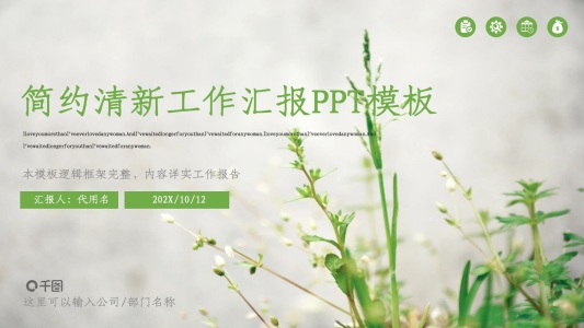 簡約清新工作匯報PPT模板