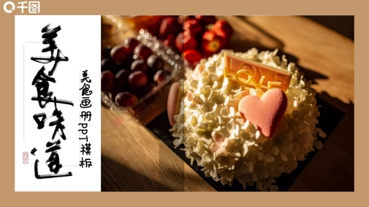 小清新甜品美食相冊PPT模板