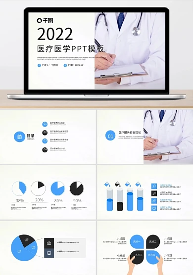 蓝色时尚医疗医学工作汇报PPT模板