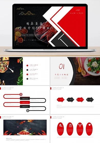 简约精品美食宣传介绍PPT模板