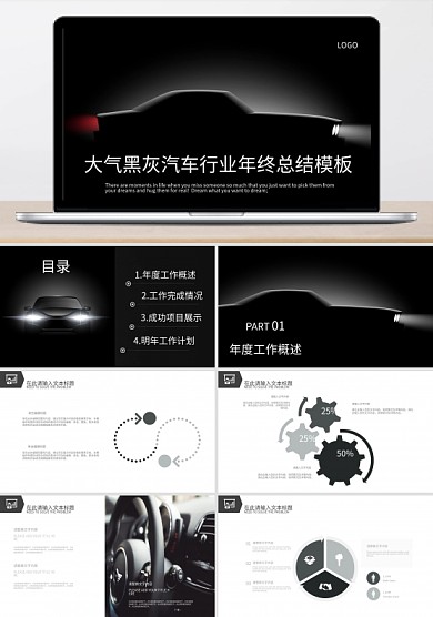 大氣黑灰汽車行業(yè)年終總結(jié)PPT