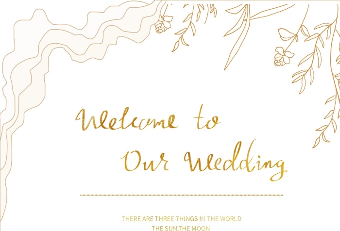 線條花卉侘寂風(fēng)婚禮邀請函迎賓水牌
