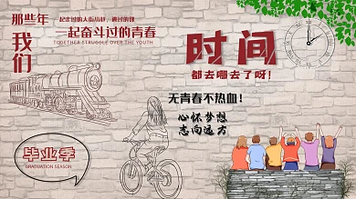 复古怀旧致青春毕业季时间都去哪了学校酒吧餐厅背景墙展板