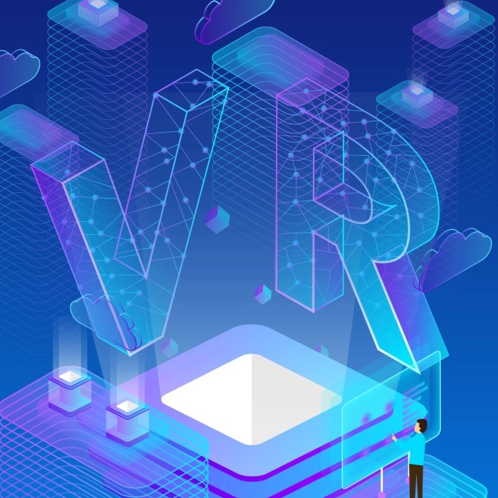 線性字母之間VR科技手機(jī)海報(bào)圖
