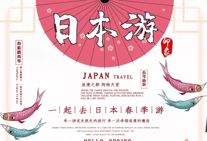 旅行春游古建筑水彩日本旅游海報(bào)
