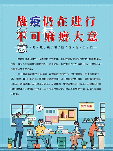 企業(yè)公司辦公室新冠疫情復(fù)產(chǎn)復(fù)工公益海報