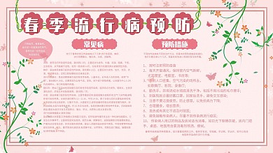 粉色花朵小清新春季流行病預(yù)防宣傳欄