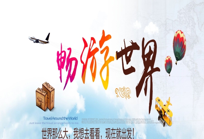 环球旅行地图畅游世界旅游海报
