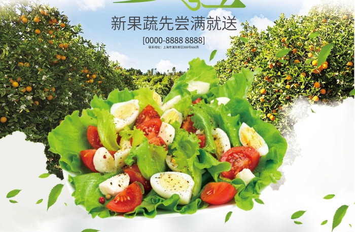 果蔬满就送健康蔬菜沙拉美味展架