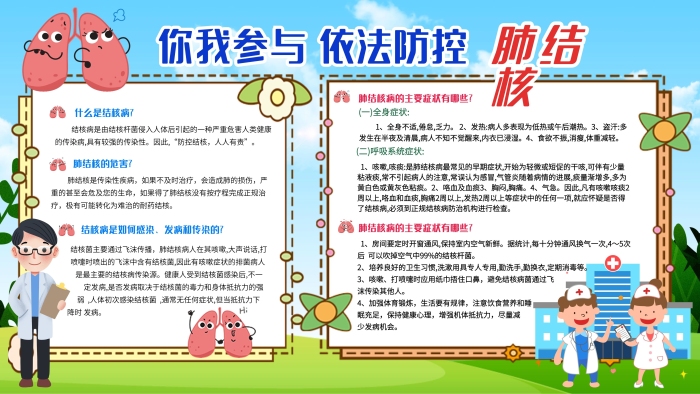 防治結(jié)核病你我參與依法防空肺結(jié)核展板
