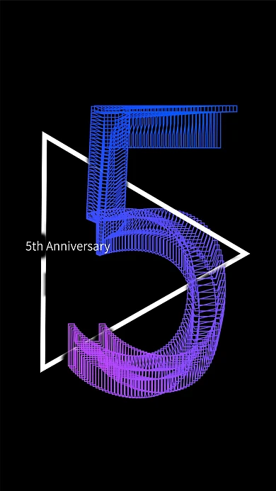 高端字母光效蓝紫色渐变5周年庆典手机配图