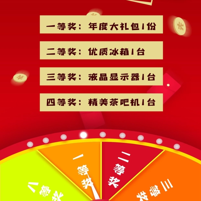 大抽一等獎(jiǎng)二等獎(jiǎng)年度幸運(yùn)轉(zhuǎn)盤(pán)大抽獎(jiǎng)
