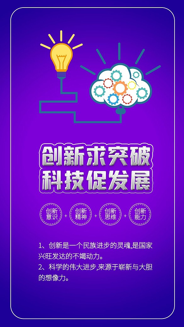 創(chuàng)新科技燈泡科學技術創(chuàng)新思維海報