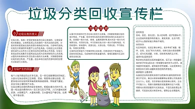 原创字体垃圾分类回收环保绿色宣传栏展板