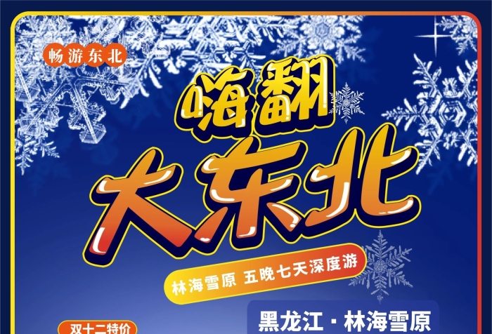 主題冬季嗨翻大東北林海雪原旅游海報(bào)
