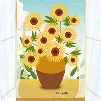 清新可愛手繪梵高向日葵公眾號次圖
