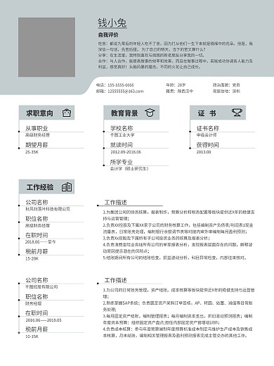 財務金融會計專業(yè)通用簡約莫蘭迪色簡歷模板