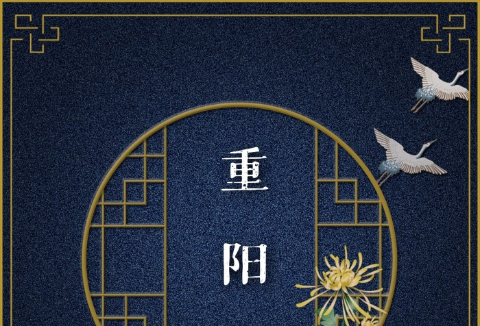 九節(jié)節(jié)日意境菊花圖案遠(yuǎn)山重陽節(jié)海報
