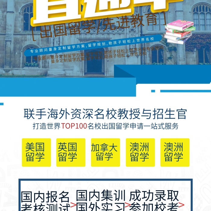 國內報名出國留學直通車展架展板

