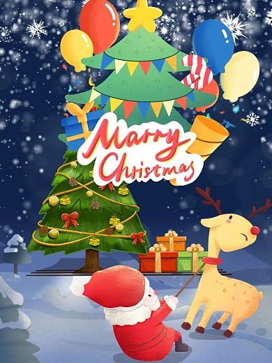 圣诞节圣诞树鹿圣诞老人圣诞节