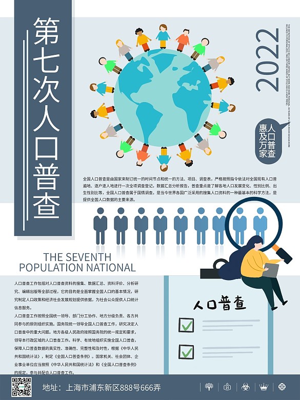 創(chuàng)意版式人口普查通知海報(bào)