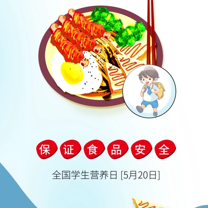 上學(xué)書(shū)包營(yíng)養(yǎng)日營(yíng)養(yǎng)餐學(xué)生卡通海報(bào)

