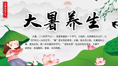 綠色小清新大暑養(yǎng)生節(jié)日展板