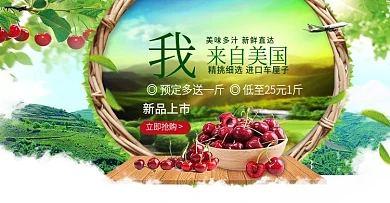 美国进口车厘子水果促销海报