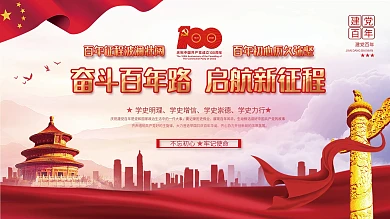 党建风建党100周年会议活动背景展板