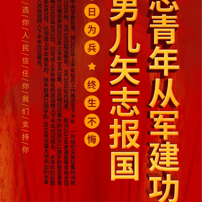 經(jīng)國(guó)務(wù)院年外報(bào)國(guó)征兵口號(hào)宣傳展架
