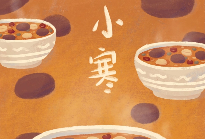 節(jié)日節(jié)氣蓮子臘八粥手繪插畫海報
