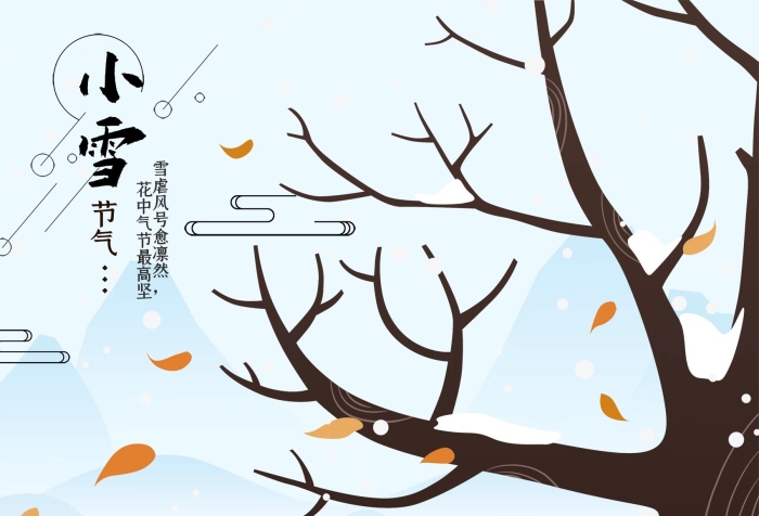 節(jié)氣手繪遠(yuǎn)眺遠(yuǎn)方的女孩小雪插畫海報
