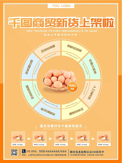 橘黃色商務(wù)商貿(mào)超市新品上市推薦宣傳海報