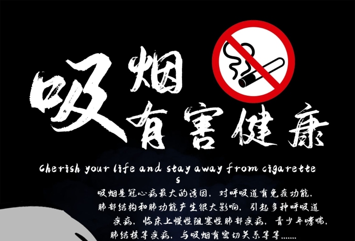 有害健康疾病骷髏頭吸煙有害海報(bào)
