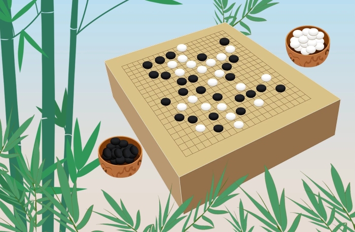 簡(jiǎn)約竹子清新圍棋學(xué)校培訓(xùn)海報(bào)
