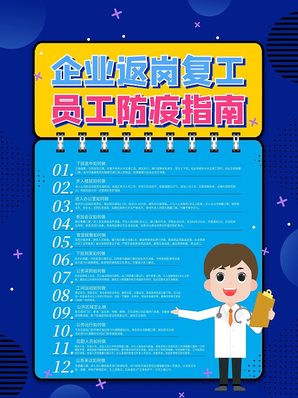 企業(yè)返崗復(fù)工防疫指南內(nèi)容型海報