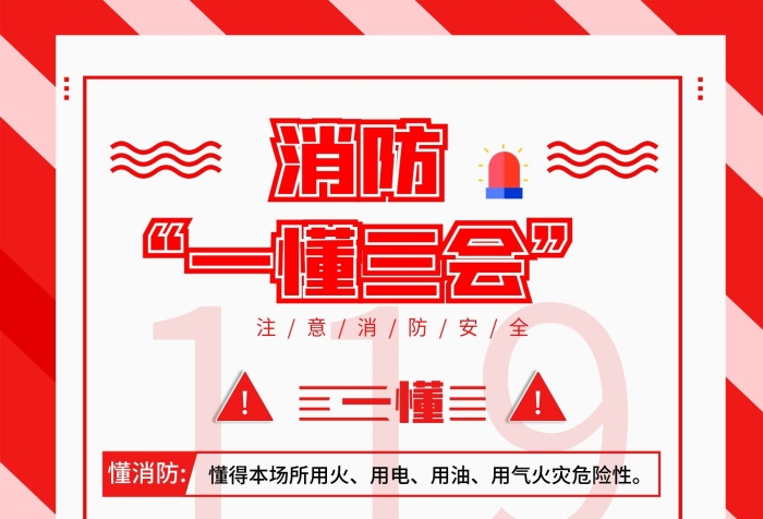 消防消防安全意識一懂三會海報
