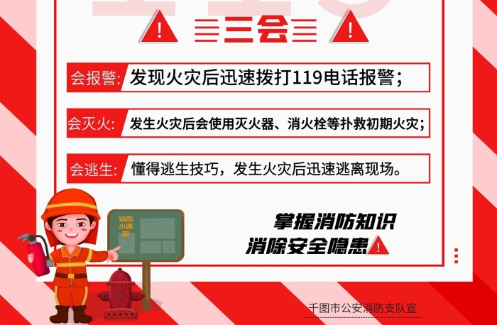消防消防安全意識一懂三會海報
