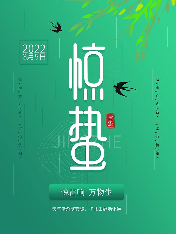 簡約風(fēng)格驚蟄海報